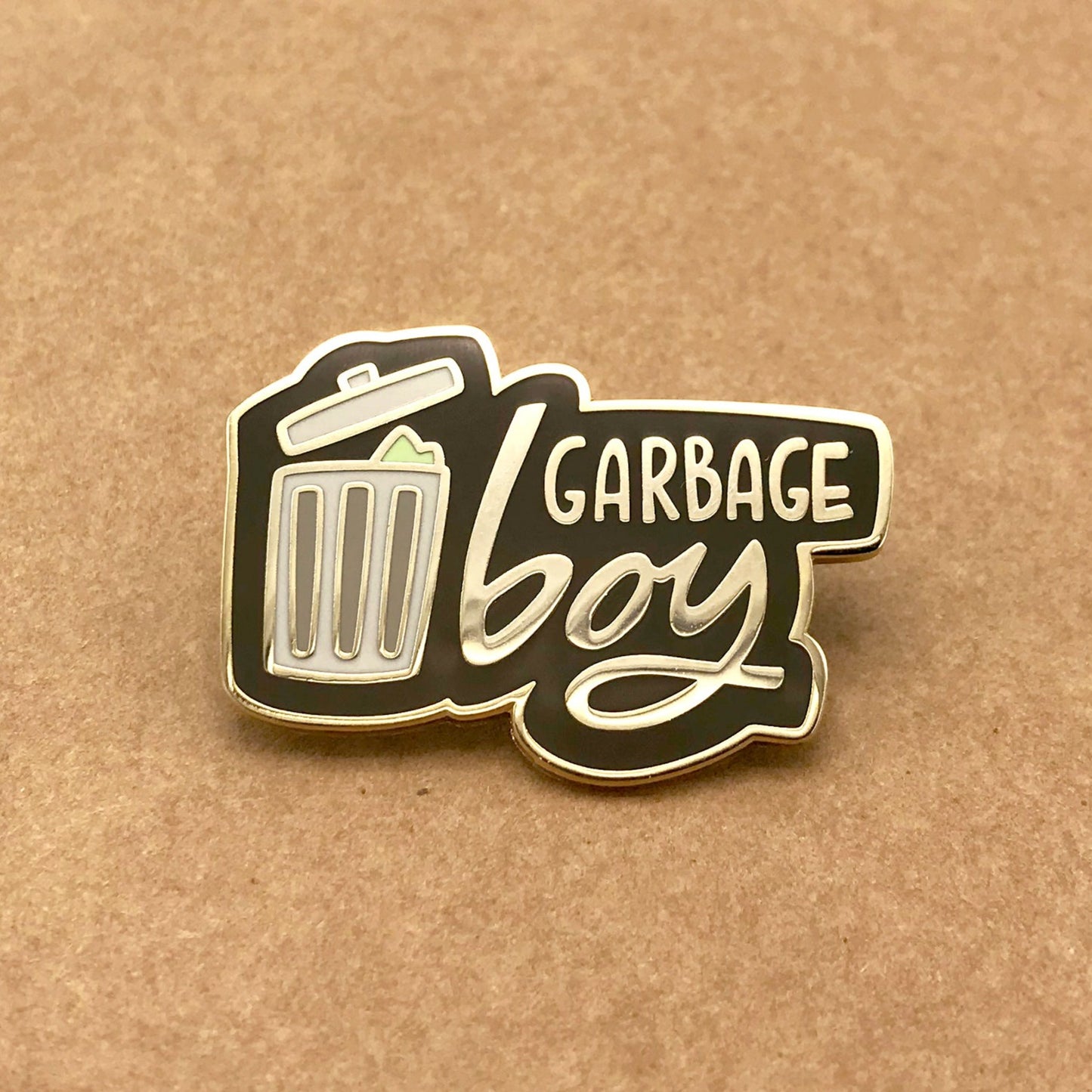 Garbage Boy - enamel pin lapel pin - queer pronoun pin she/her they/them he/him