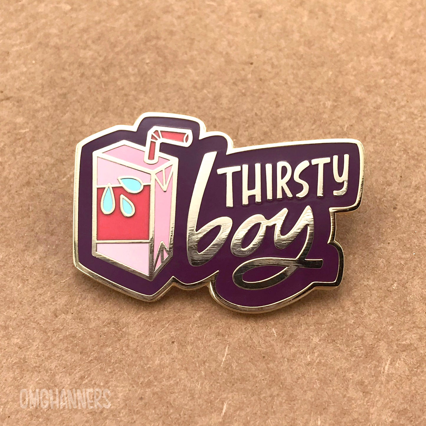 Thirsty Boy - enamel pin lapel pin - queer pronoun pin