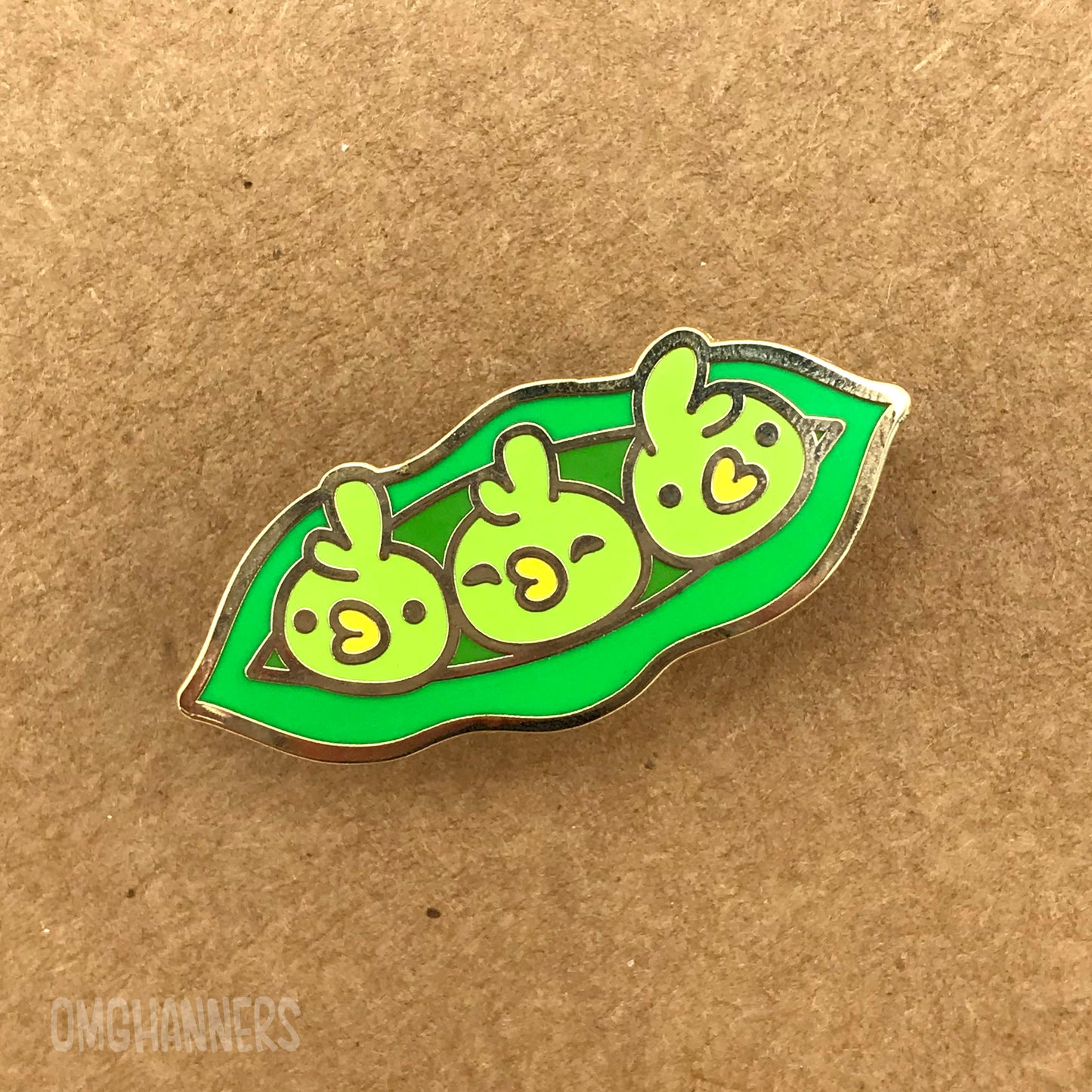 Chickpea peas in a pod - enamel pin lapel pin - food pun animal