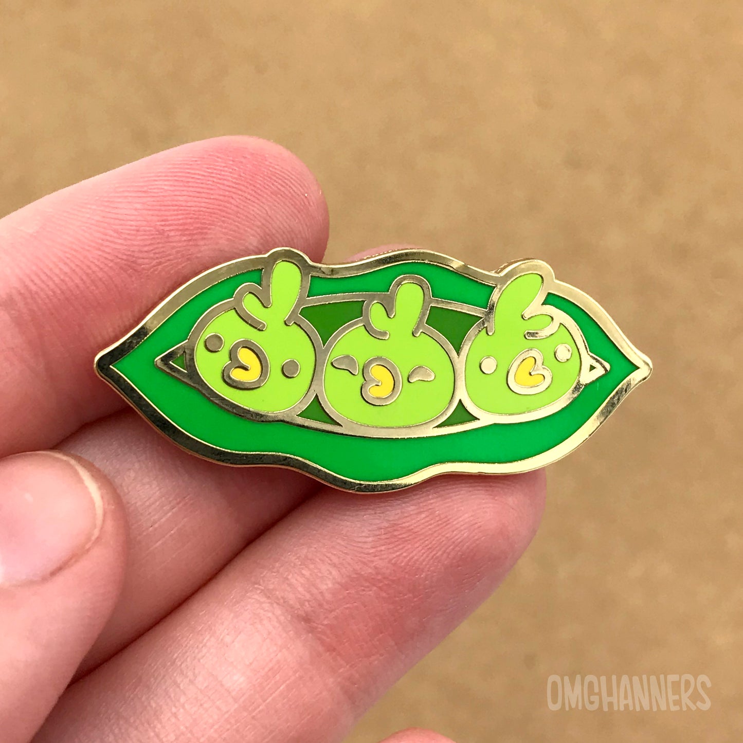Chickpea peas in a pod - enamel pin lapel pin - food pun animal