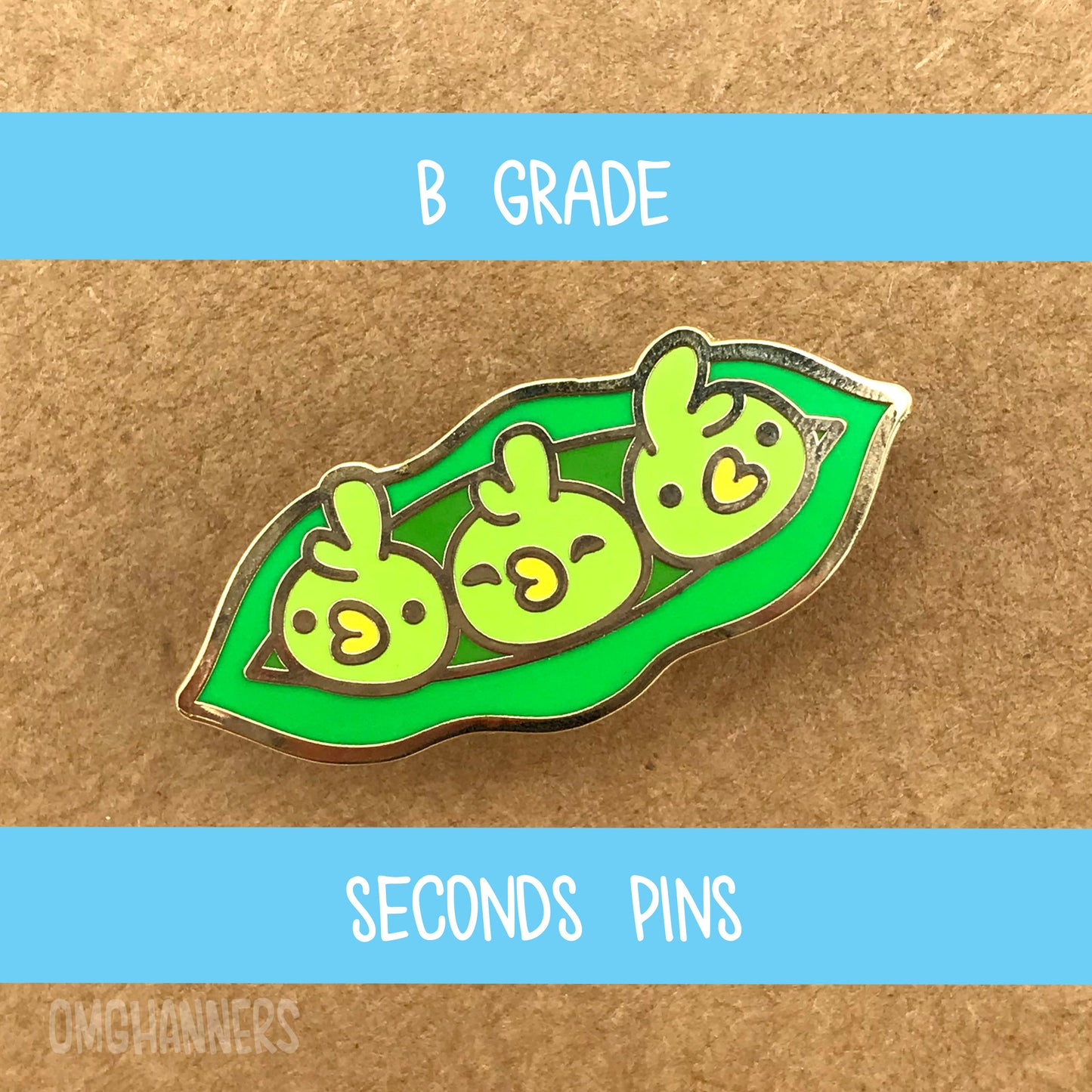 Chickpea peas in a pod - enamel pin lapel pin - food pun animal
