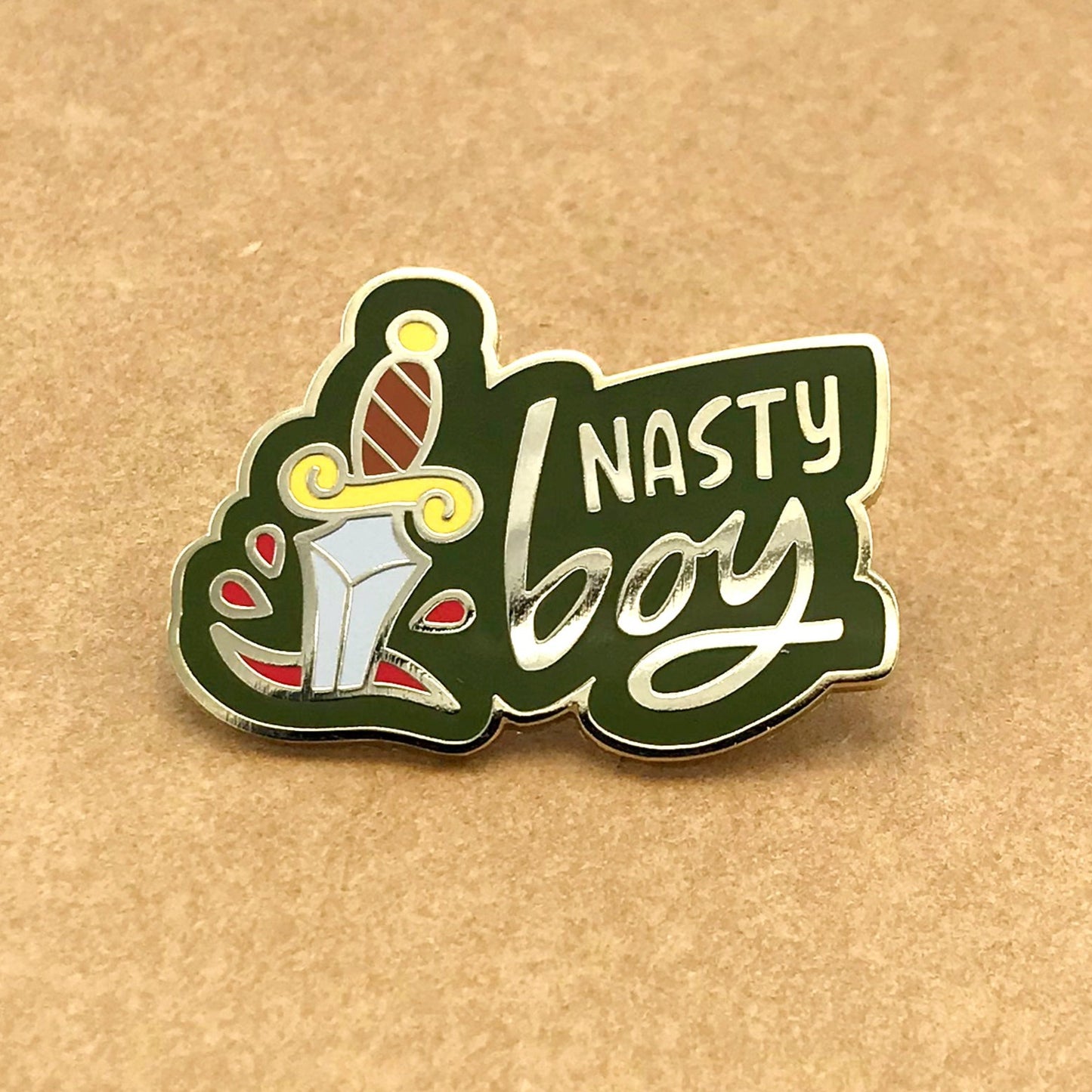 Nasty Boy - enamel pin lapel pin - queer pronoun pin she/her they/them he/him