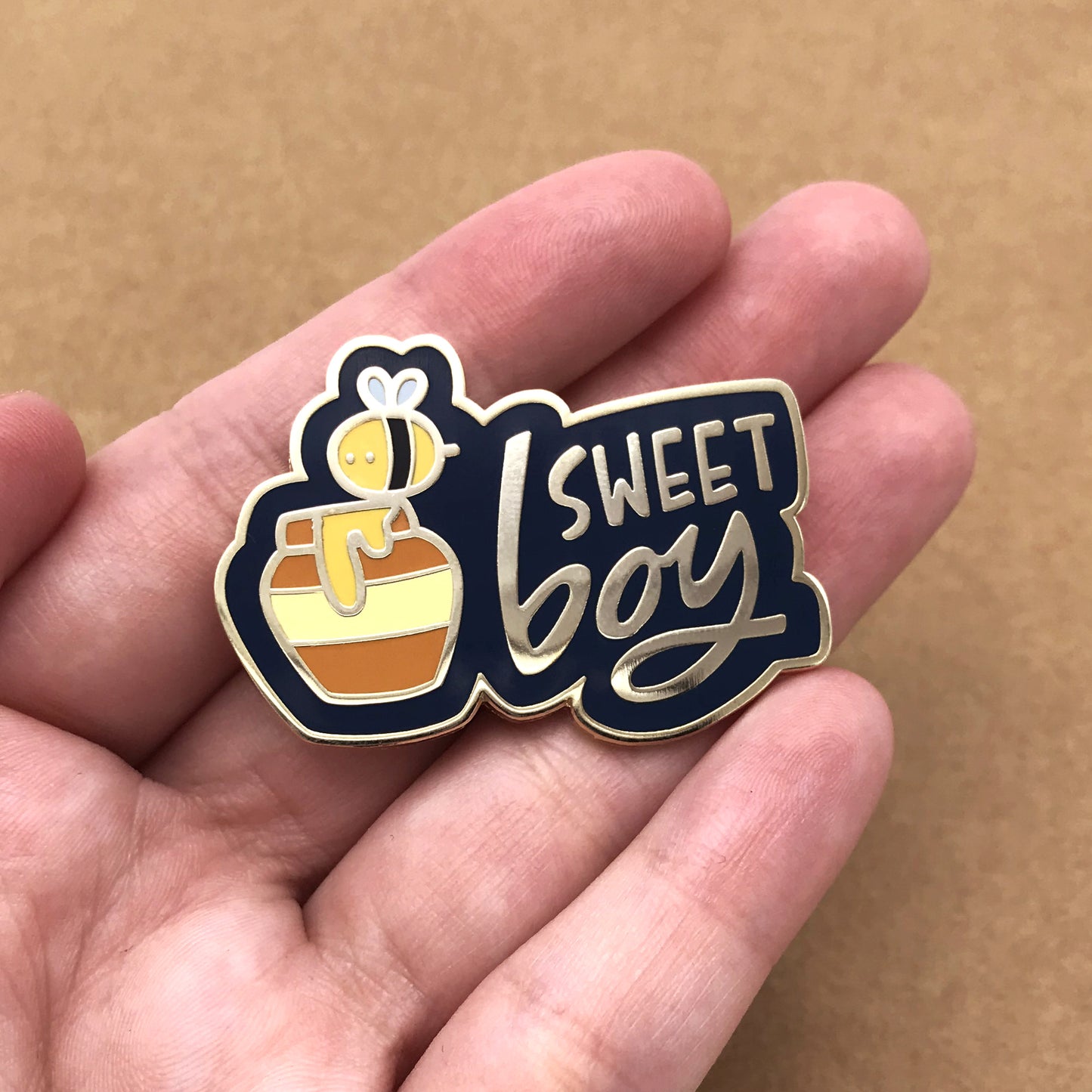 Sweet Boy - enamel pin lapel pin - queer pronoun pin she/her they/them he/him