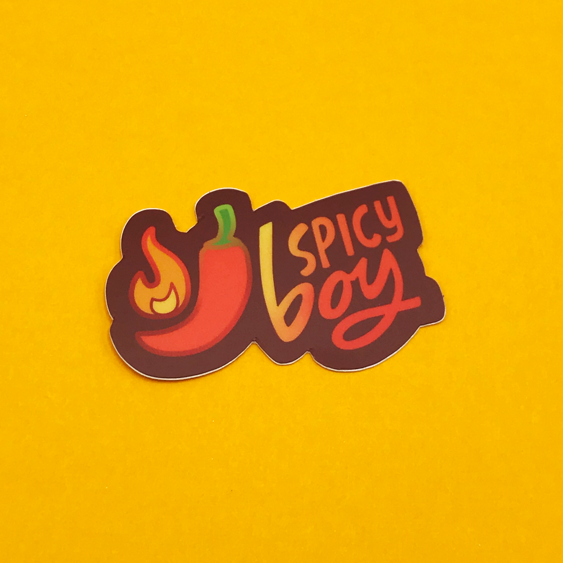 Spicy Boy - weatherproof vinyl sticker - pronoun sticker