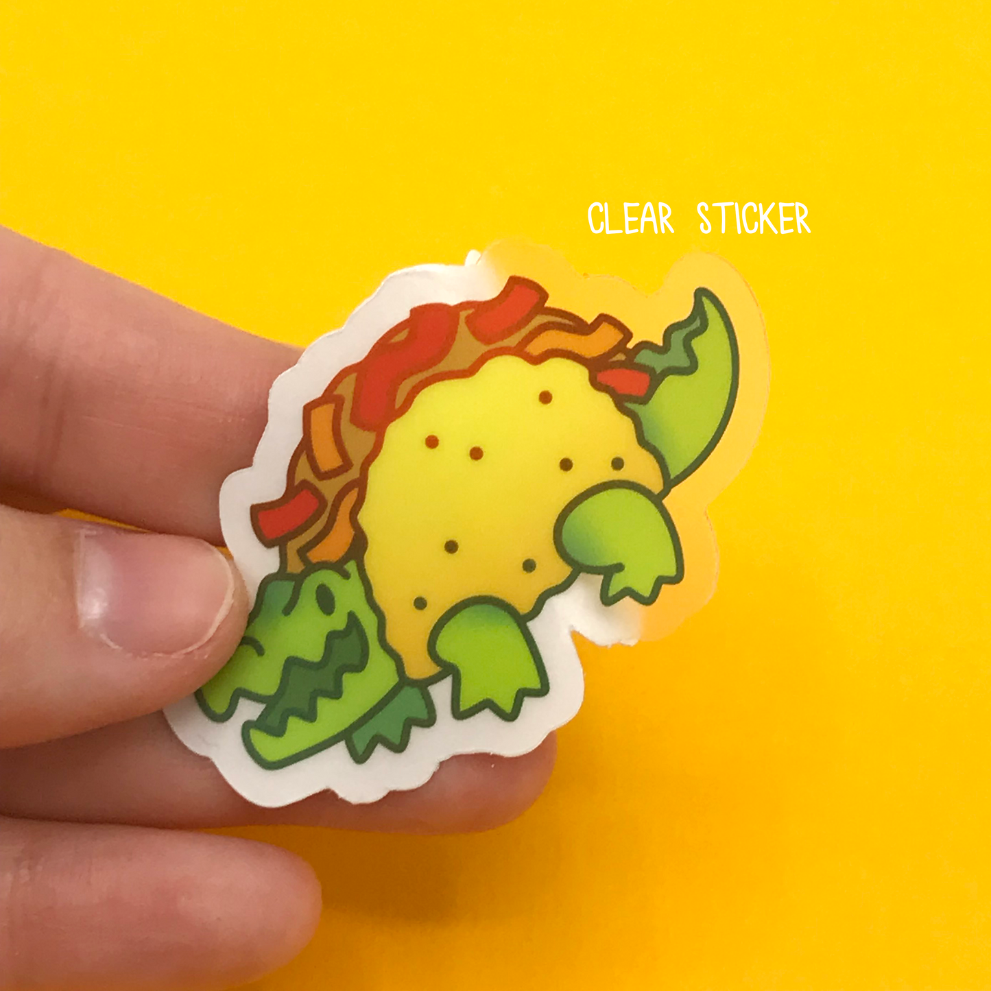 Tacodile Tacogator -clear weatherproof vinyl sticker - food pun sticker