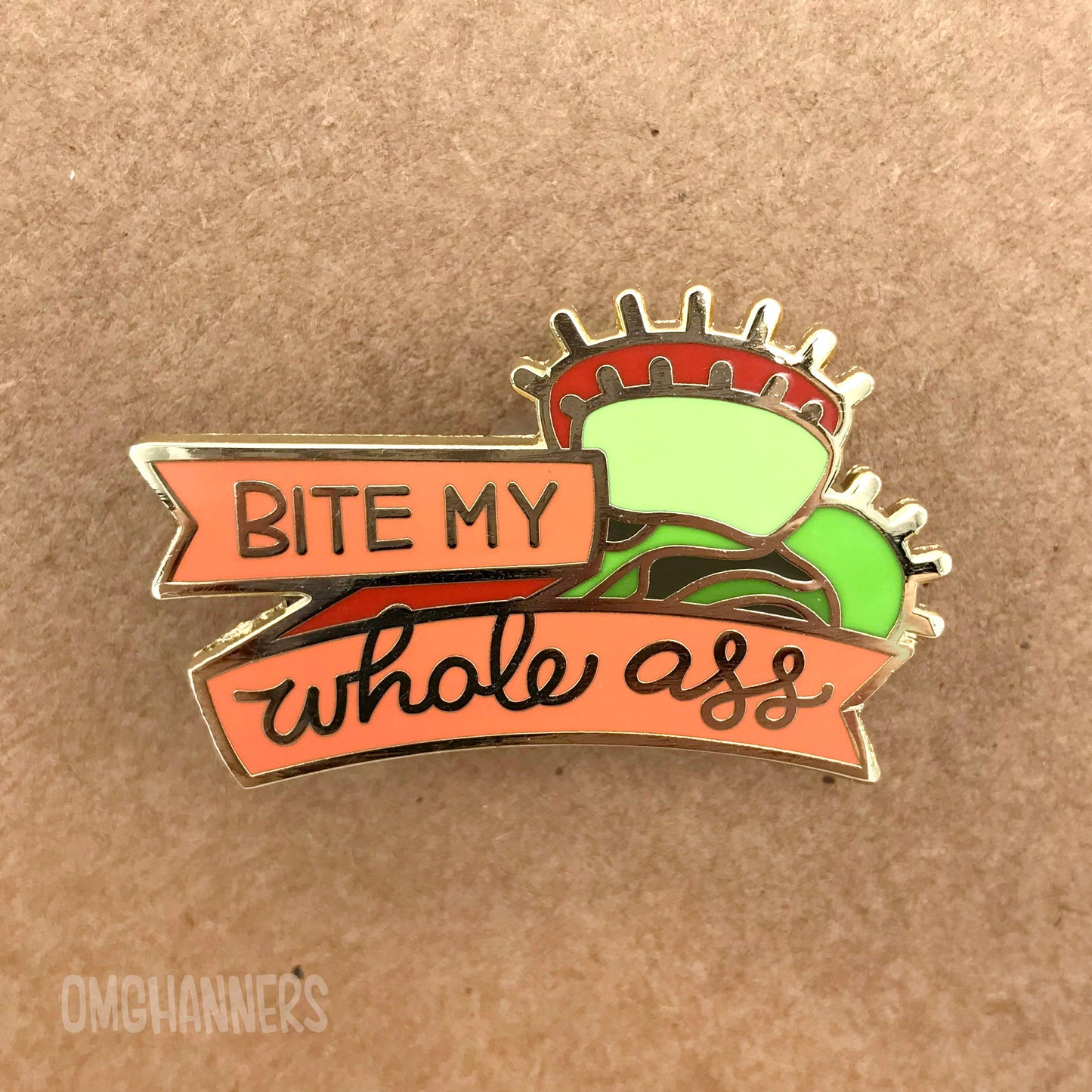 Bite My Whole Ass - enamel pin lapel pin - venus flytrap pin - flower enamel pin