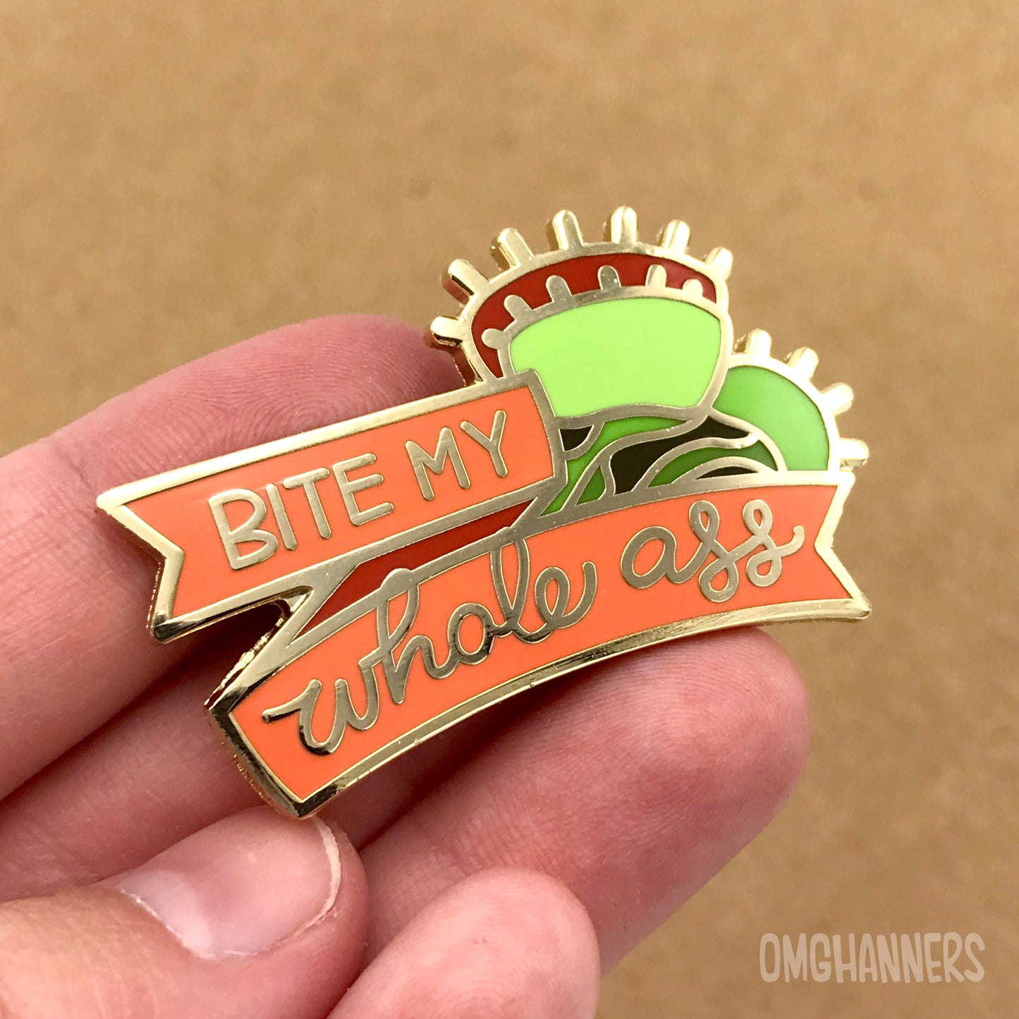 Bite My Whole Ass - enamel pin lapel pin - venus flytrap pin - flower enamel pin