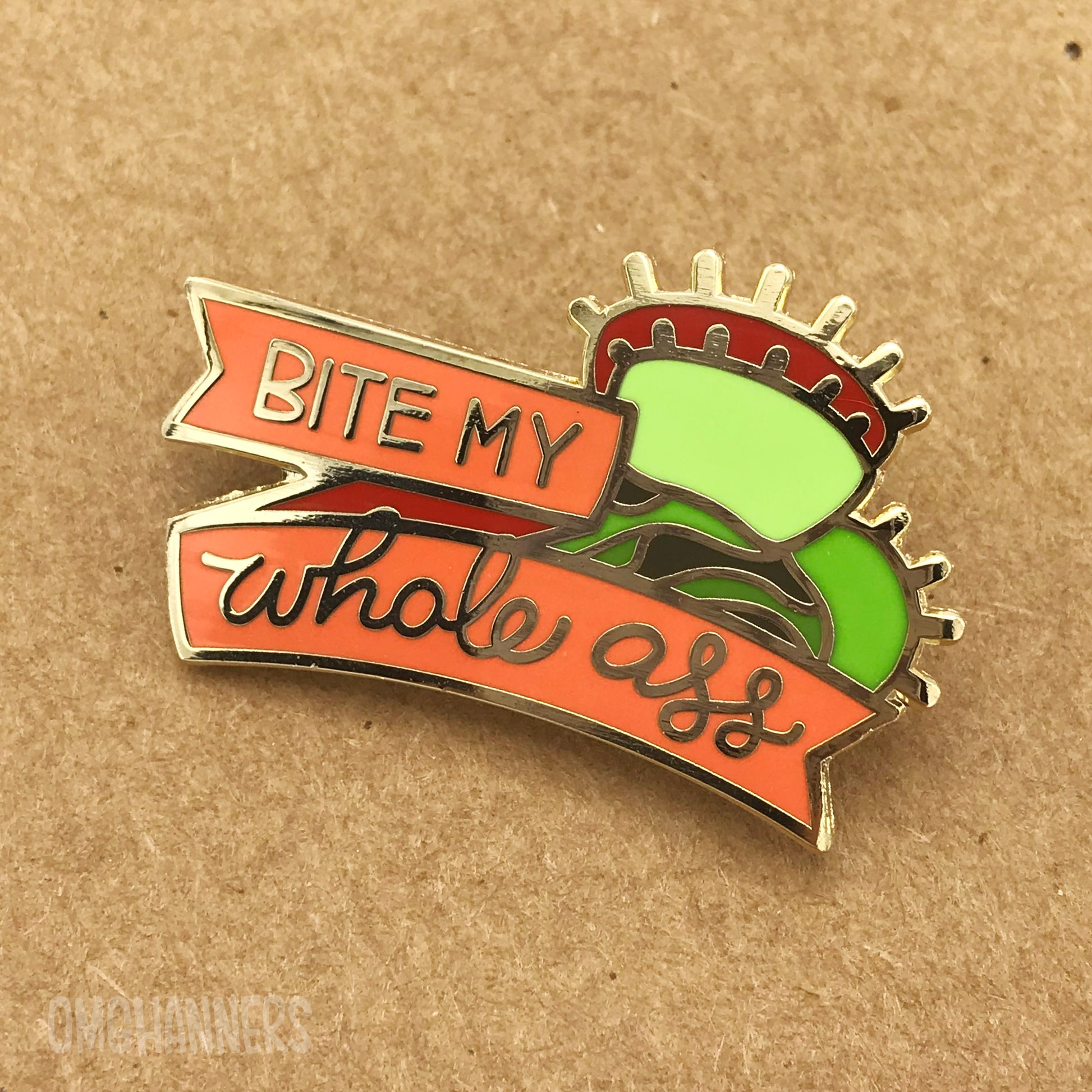 Bite My Whole Ass - enamel pin lapel pin - venus flytrap pin - flower enamel pin