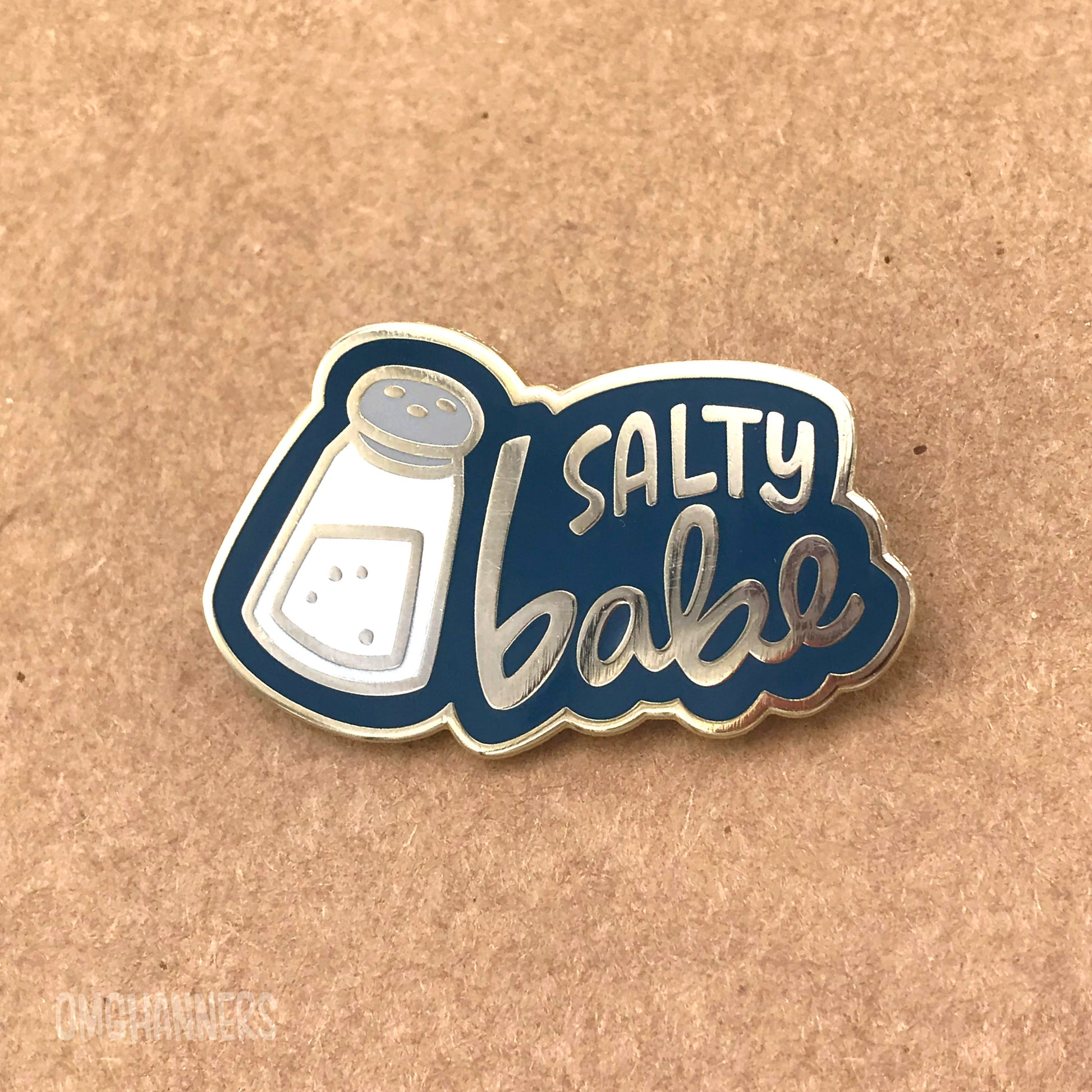 Salty Babe - enamel pin lapel pin - queer pronoun pin she/her they/them he/him