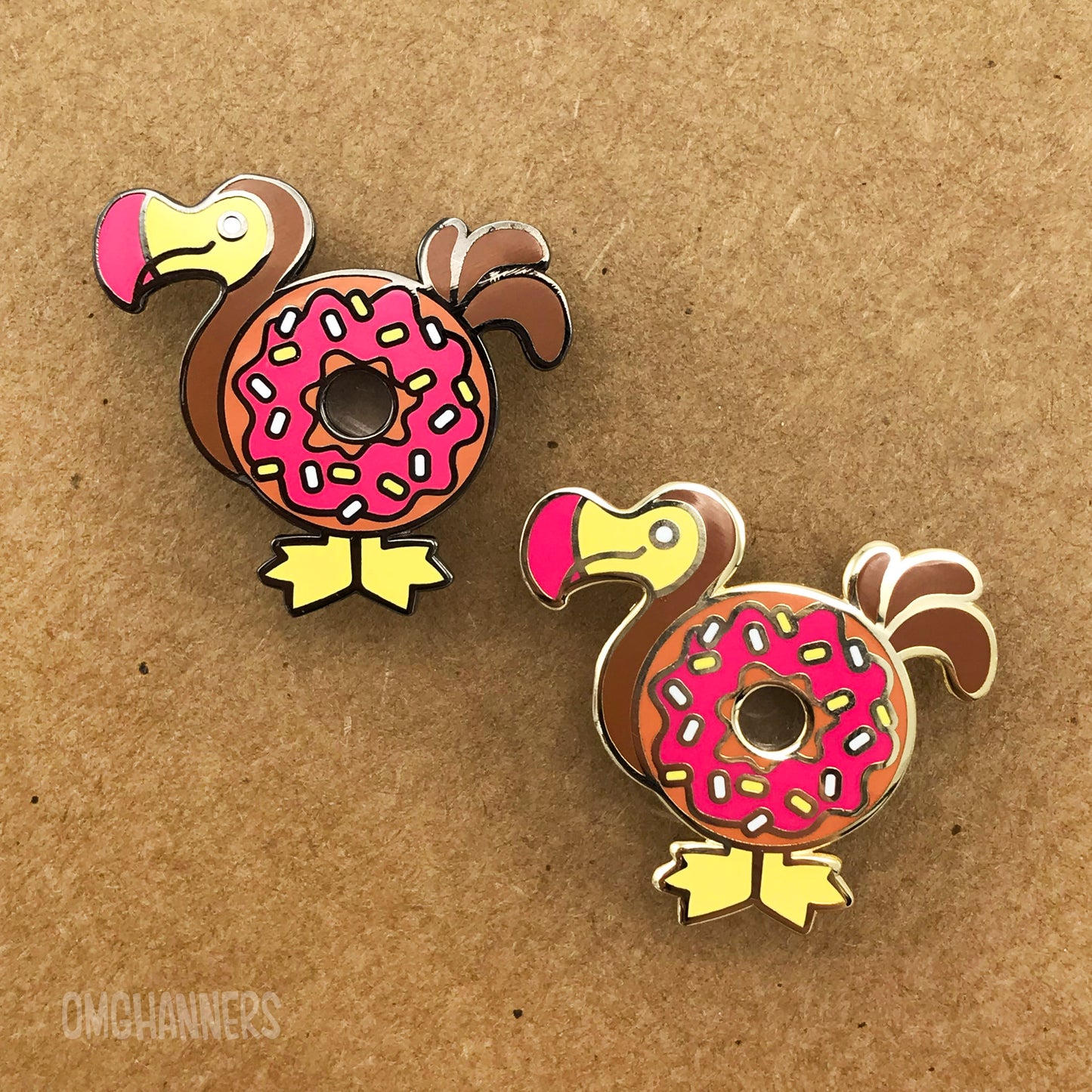 Dodo doughnut donut - enamel pin lapel pin - food pun animal