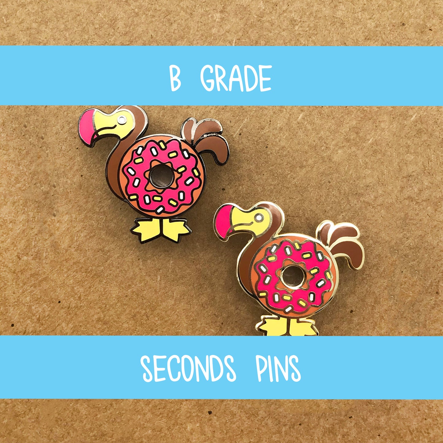 Dodo doughnut donut - enamel pin lapel pin - food pun animal