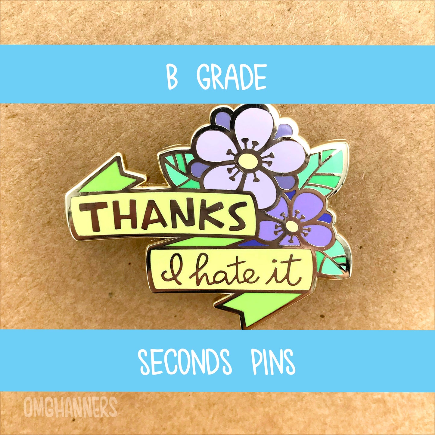 Thanks I Hate It - enamel pin lapel pin - flower pin floral