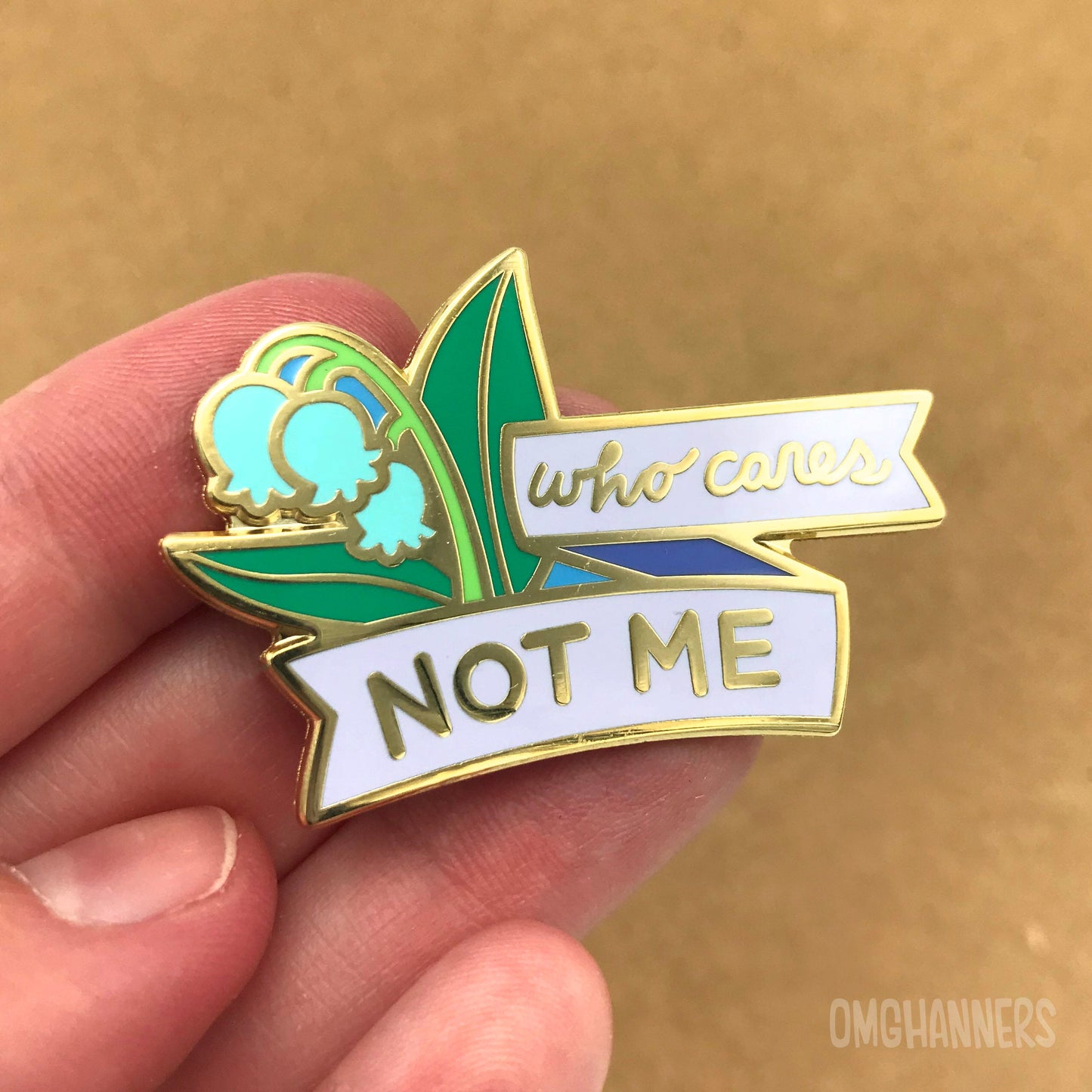 Who Cares Not Me - enamel pin lapel pin - flower pin floral animal crossing lily of the valley